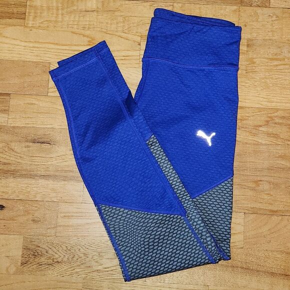 Puma Purple Gray Activewear Running Leggings Women S Pocket Polyester Elastane - Picture 12 of 12